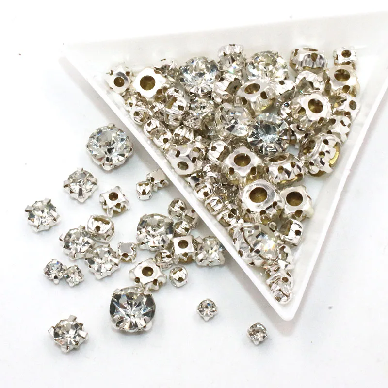 Mixed size clear white glass crystal sliver base sew on rhinestones diy apparel accessories Sew on Rhinestones Clear Glass Rhinestones Crystal Rhinestones Glass Rhinestones Sewing Rhinestones Rhinestone Crystals Rhinestone Accessories Rhinestones Beads Non Hot fix Rhinestones Non Hotfix Rhinestones 100pcs/pack
