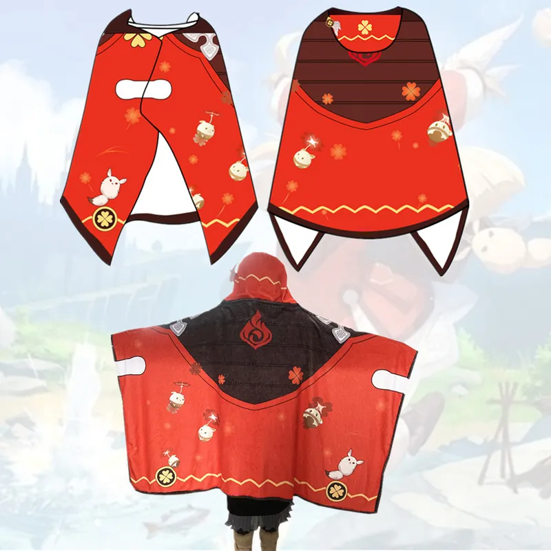 

Game Impact Klee Cosplay Flannel Cloak Cape Printed Blanket Prop