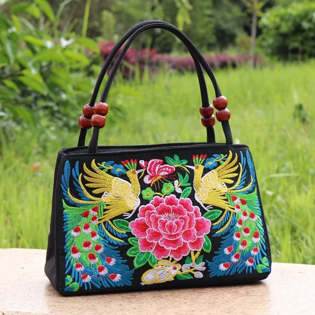 New Fashion Embroidery Women Small handbags National Floral Embroidered Lady Top-handle bags Single-layer Beading Falp Carrier 7