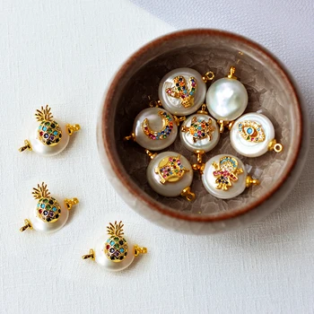 

Peixin Colorful Pull Micro Pave Cubic Zirconia Fruit Pineapple Charms for Diy Bracelet Connector Jewelry Making Wedding Gift
