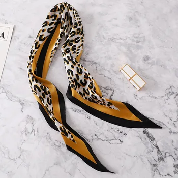 

2020 Nieuwe Kleine Zijden Sjaal Vrouwen Mode Luipaard Print Halsdoek Dame Kerstcadeau Haar Band Handtas Binding Winter Sjaals