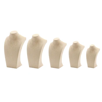 

Set Of 5 Beige Necklace Display Mannequin,Necklace Display Bust Holder