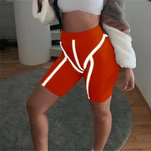 Newest Women Stretch Bike Reflective Stripe Yoga Workout Spandex Leggings Knee Length Short Pants 2019 Plus S-XL Newest Women Stretch Bike Reflective Stripe Yoga Workout Spandex Leggings Knee Length Short Pants 2019 Plus S-XL