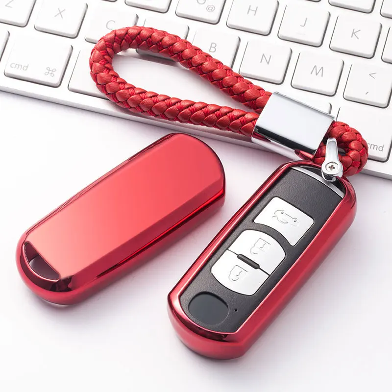Soft TPU Car Key Case Cover Fob For Mazda CX 5 7 3 axela 6 mx5 nd CX5 CX3 CX9 MX5 2019 2020 Ring Chain Holder Accessories | Автомобили и