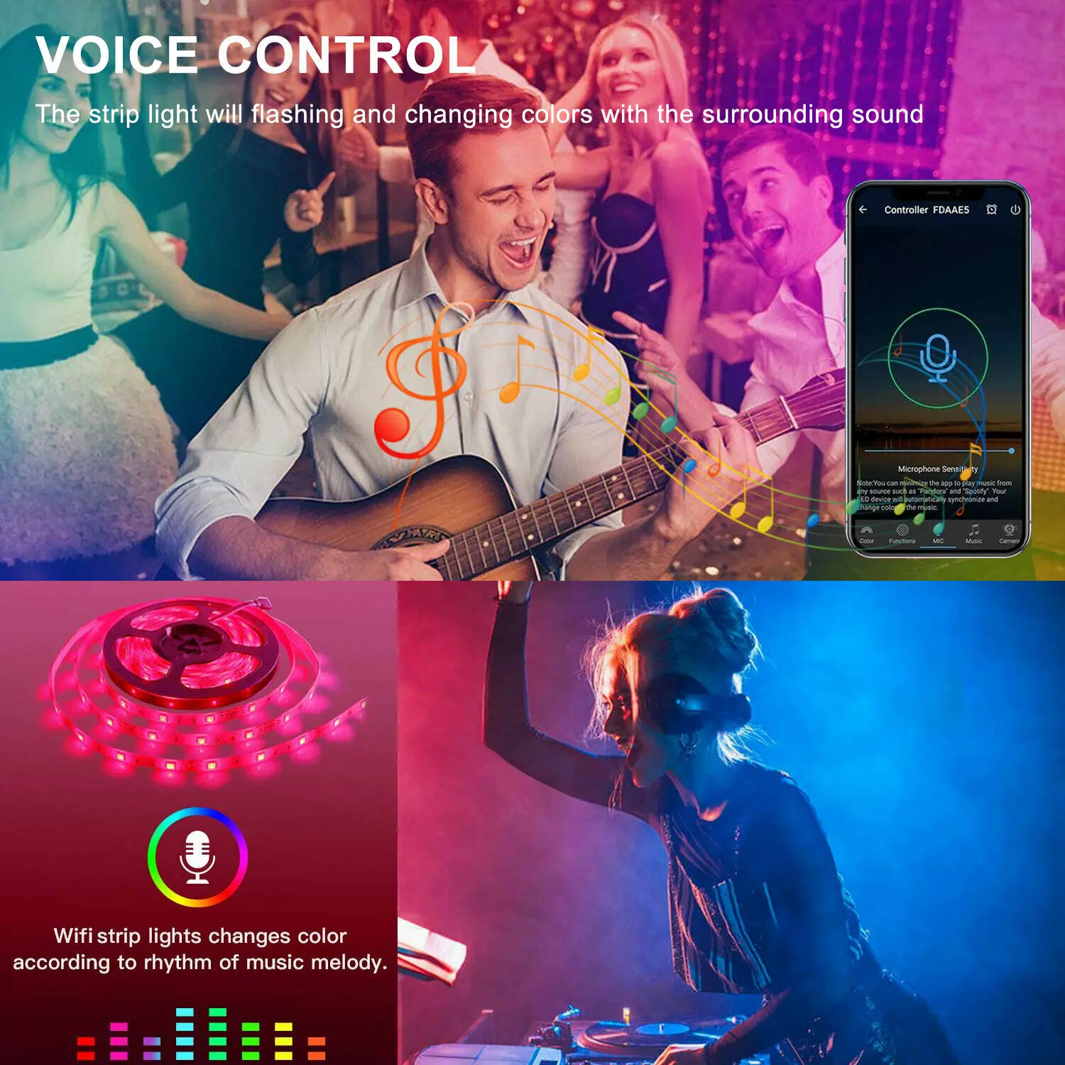 

Smart Pixel LED Light Controller, RGB 5050 Led Strip Lights Works with Alexa WIFI for LED Strip Support Driver IC (DC 5-24V)