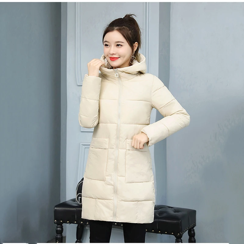 

Cotton clothing female long section 2019 Korean version of the new hooded loose large size wild winter thick cotton coat B104
