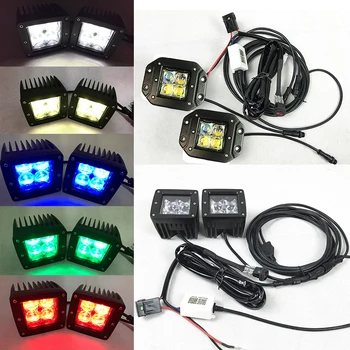 

3inch 5D LED Work Light Bar RGB Multicolor Change Strobe Music Flash Wiring Harness Bluetooth Controlled for ATV UTV Off Road