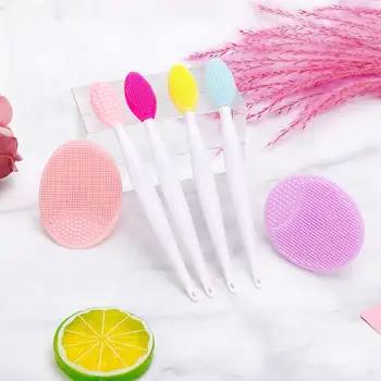 

5 Colors Silicone Multifunction Wash Face Exfoliating Brush Clean Lip Brush Beauty Pores Cleansing Blackhead Tools