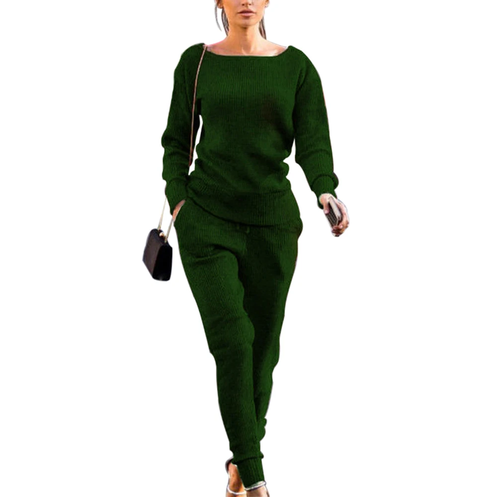 green Новинка, женские модные повседневные комплекты для пробежек, Осенний Простой повседневный спортивный костюм, однотонный хлопковый свитер и штаны, 2 шт. костюмы, уличная одежда - Цвет: green