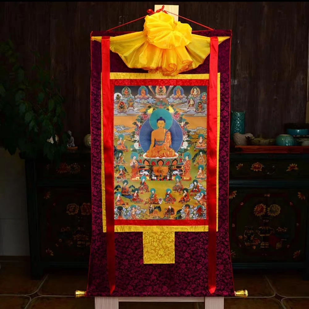 Wholesale Buddhist Supplies87cm Buddhism Home Decor Art Silk Holy Eighteen Luo Han 18 Buddhist