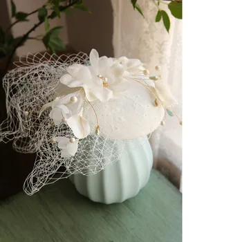 

Mingli Tengda Hats Fascinators Grace Small Hat Gauze Lady Banquet Grace Headwear Bride Wedding Accessories Birdcage Veil Tiara