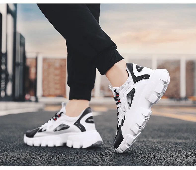 [Combination-] MEN'S Shoes Autumn New Style Korean-style Versatile Sports Running Shoes Extra High Dad Trendy Shoes Casual