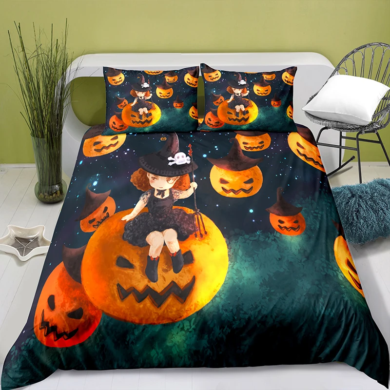 

Home Textiles Printed Halloween Bedding Quilt Cover & Pillowcase 2/3PCS US/AE/UE Full Size Queen Bedding Set