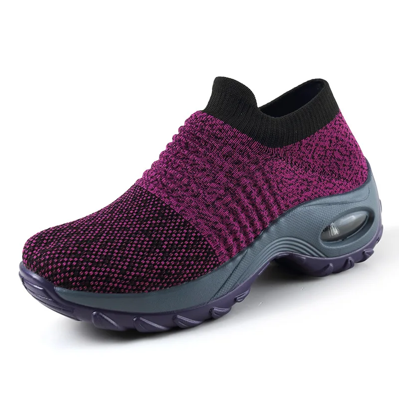 2020 women's running walking shoes spring and summer mesh breathable knitted sports shoes women's soft Platform Slip On Loafers