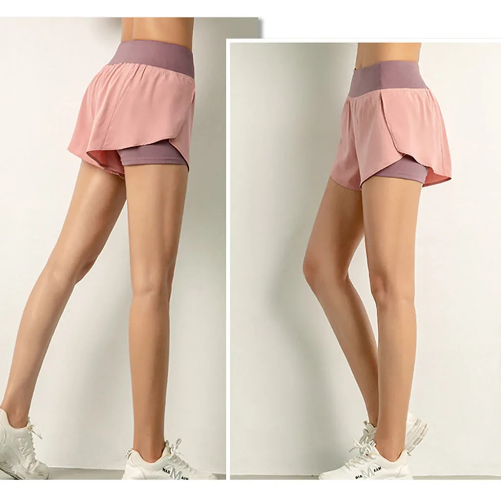 Summer Running Shorts Women 2 In 1 Marathon Quick Dry Shorts Gym Loose Sport Shorts Breathable Shorts