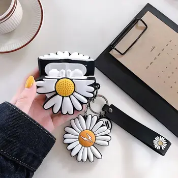 

Cute Daisy Pattern Protective Case Anti-slip Silicone Cover with Keyring for Hua-wei Freebuds 3 Earphones Accessories