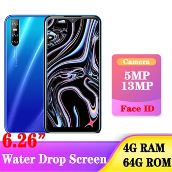

4G RAM 64G ROM A2 Face ID Recognition Unlocked Quad core Smartphones celulars Mobile Phones Water Drop Big screen Android Phone
