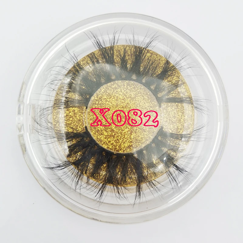 X082-round box Роскошные 25 мм ресницы из сибирской норки полоски с пользовательским логотипом торговля безжалостные норковые ресницы 3D норковые ресницы 25 мм норковые ресницы - Цвет: X082-round box