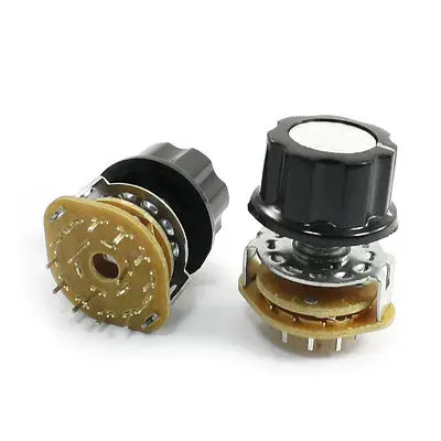

2 Pcs 9mm Thread 15 Terminals Panel Mount 3-Pole 4-Position Select Rotary Switch