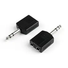Areyourshop 100Pcs 1 4 6 35 mm Stereo Plug Adapter to 2 Way 6 35mm Mono Jack Headphone Audio Y Splitter