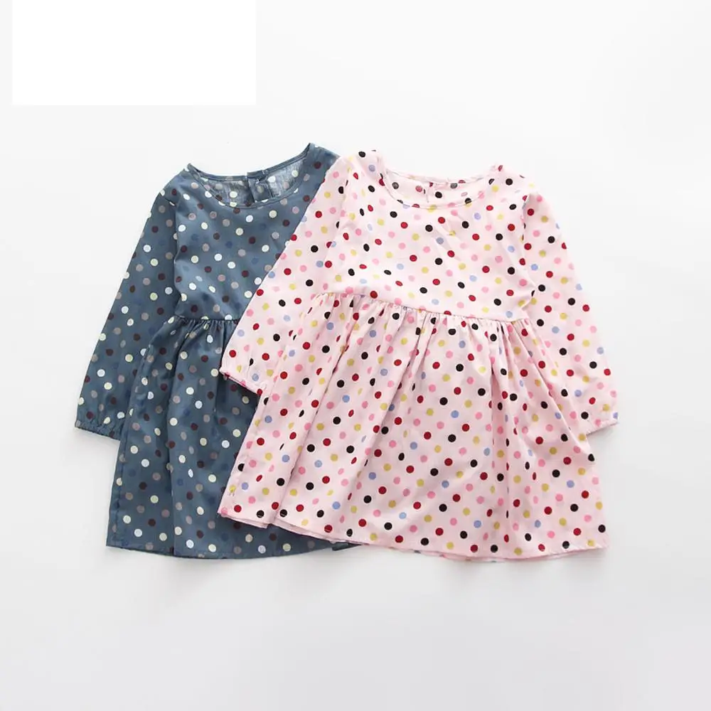 

2019 Autumn Girl Dress Cotton Long Sleeve Children Dresses Polka Dot Kids Dresses for Girls Fashion Girls Clothing