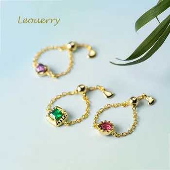 

Leouerry 925 Sterling Silver Delicate Gold Chain Ring AAA+ Cubic Zirconia Resizable Finger Ring For Women Lady Fashion Jewelry