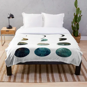 

Galaxy Moon Phases Throw Blanket Soft Sherpa Blanket Bed Sheet Single Knee Blanket Office Nap Blanket