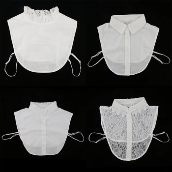 

Stylish Womens White Flower Pearl False Collar Fake Half Shirt Party Blouse Detachable Bib Neckwear