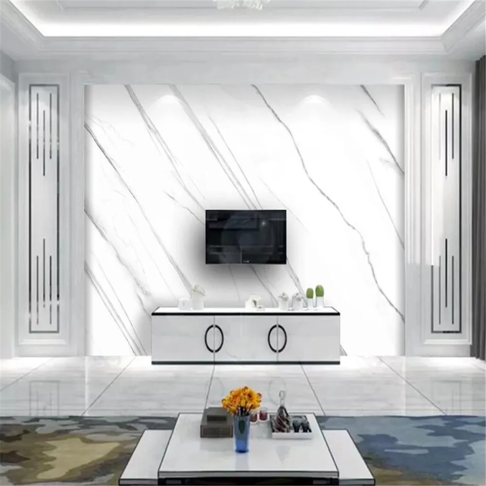 

Milofi custom 3D wallpaper mural HD marble pattern jazz white marble background wall