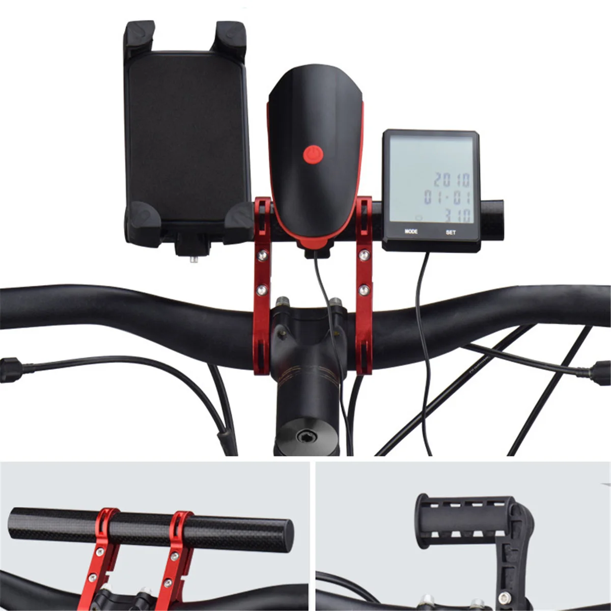 Удлинитель для велосипедного кронштейна MTB двойной держатель для горного велосипеда Расширитель для велосипедного тахометра крепление для фонарика держатель лампы