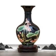 Цзиндэчжэнь керамическая ваза для цветов расположение Черный со стразами, блестящий ваза гостиная винный шкаф украшения ремесла