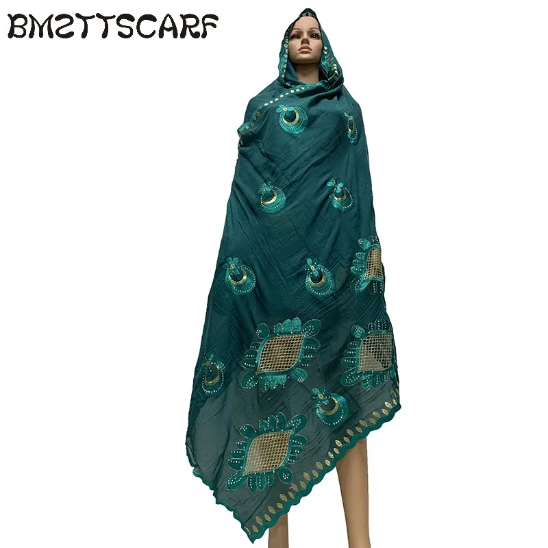 

100% Cotton Scarf African Women Scarfs Big Embroidery H0llow Design for Headscarf Shawls BM837