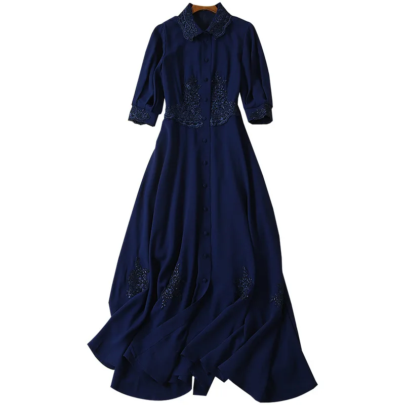 

New embroidered Chiffon Lace Waist Dress for summer 2019
