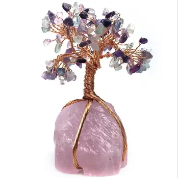 

Wholesale Natural crystal raw ore copper wire gravel life tree treasure fortune tree crystal Home decoration