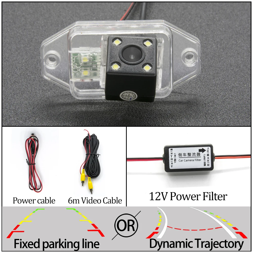 Камера заднего вида CCD с фиксированной или динамической траекторией для Toyota Land Cruiser серии 120/Prado 2700 4000 Автостоянка аксессуары - Название цвета: 4LED Camera N Filter