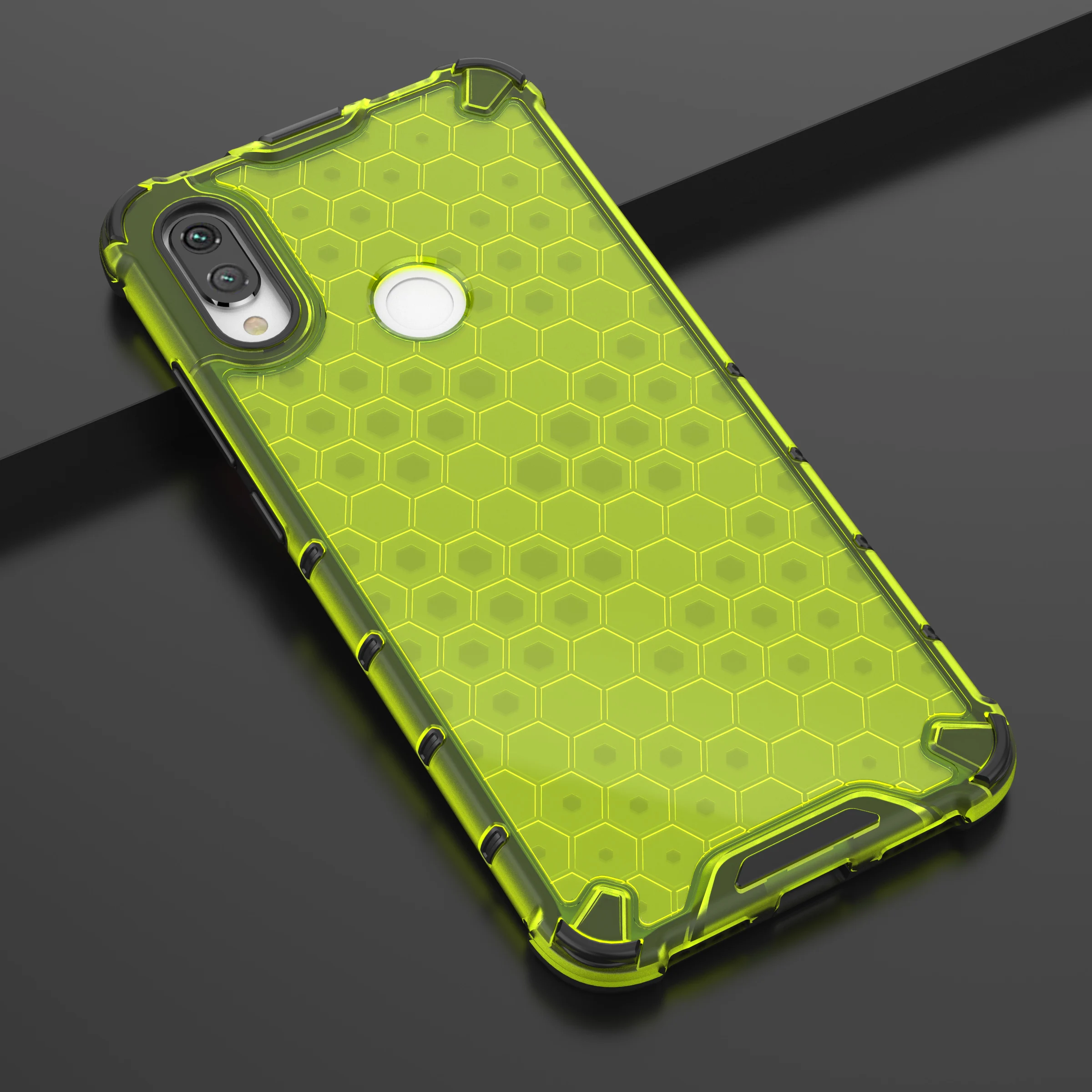 

Ikrsses For Xiaomi Redmi Note 7 Case Two in one Translucent drop-proof phone case For Xiaomi Redmi 7 Honeycomb plaid Cover