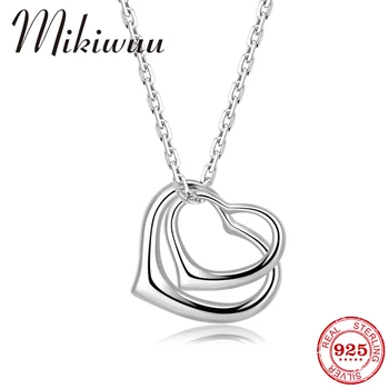 

Original 925 Sterling Silver Pendant Necklace Double Heart Fashion Women Necklace Adjustable Chain Necklace Fine Jewelry Gifts