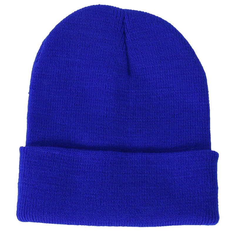 sapphire 10 шт./партия, Новые однотонные шапочки Skullies, шапки, теплая вязаная Осенняя зимняя шапка для женщин, мужчин, хип-хоп шапка - Цвет: sapphire