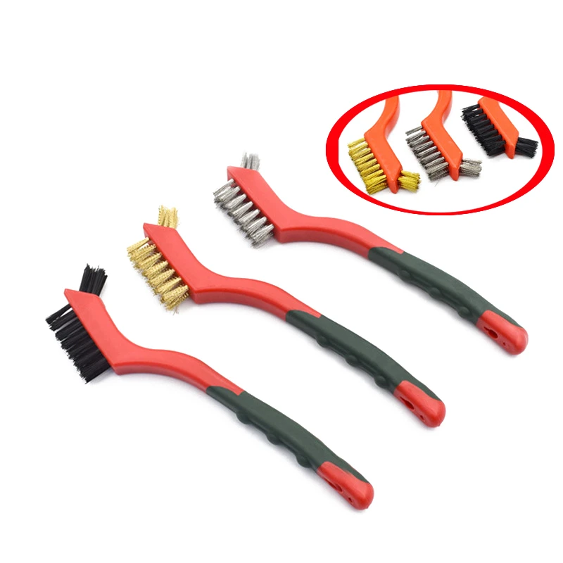 Набор щеток из 3 предметов щетинки нейлона/латуни/нержавеющей стали изогнутой