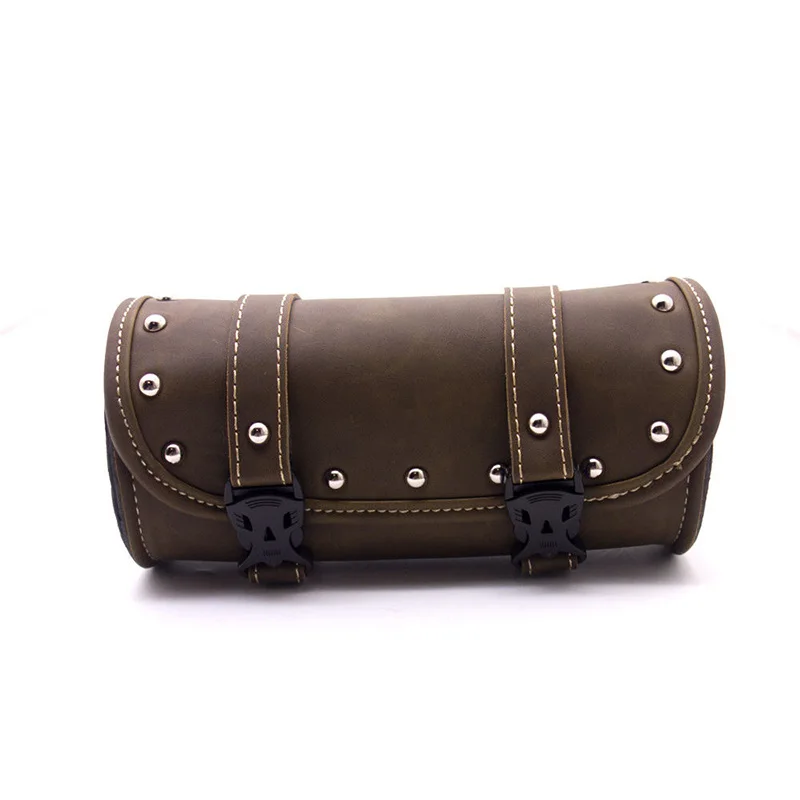 For Harley Motorcycle Handlebar Saddle Bag Faux Leather Storage Container Holder