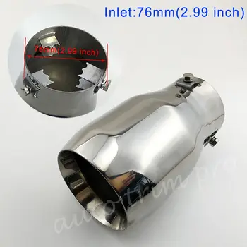 

Universal 76mm 3" Inlet Auto Tail Throat Pipe Exhaust Muffler Rear End Tip Cover Trim Accessories