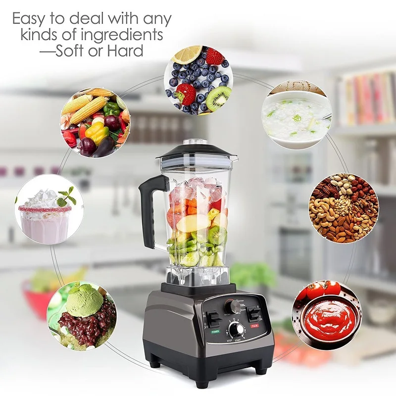 Commercial Grade Timer Blender Mixer Heavy Duty Automatic Fruit Juicer Food Processor Ice Crusher Smoothies 1400W
