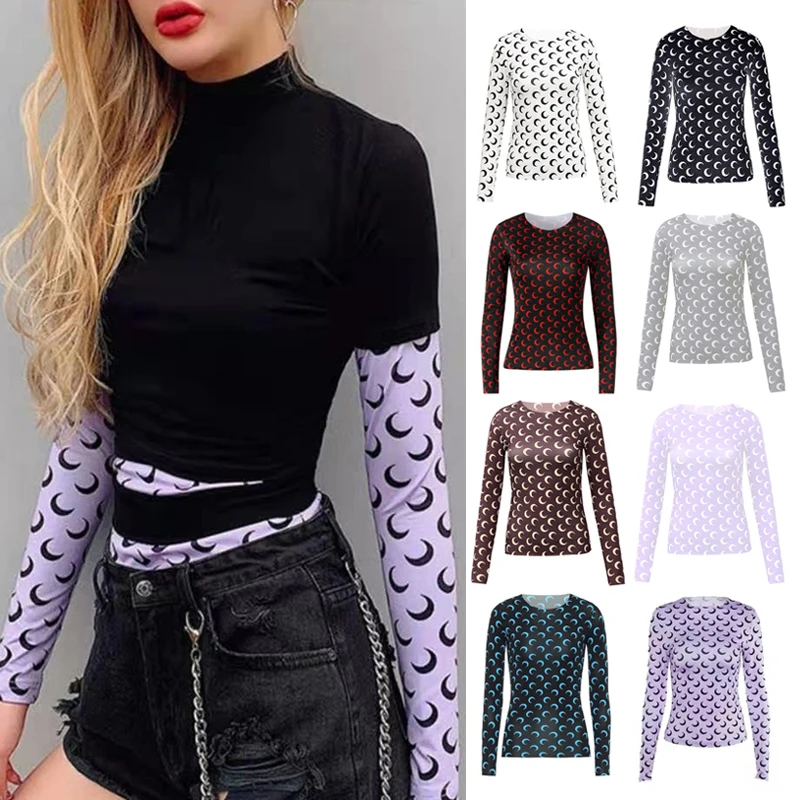 Шелковая футболка для защиты от солнца с изображением Луны тонким низом и