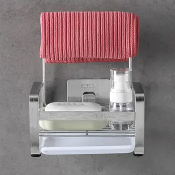 

Home Stainless Steel Sink Organizer Anti-slip Dish Sink Storage Holder Cloth Hanger Rack Dishcloth Storage With Large Capacity