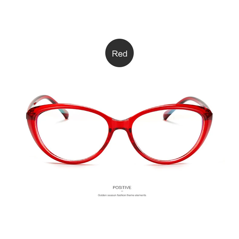 Винтажные овальные очки, оправа для женщин, кошачий глаз, оправа для очков, мужские прозрачные линзы, очки, женские, мужские, модные очки, зеркальные - Цвет оправы: Red