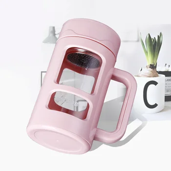 

New 1Pcs Hot 360ml Double Glass Bottle Large Capacity Office Water Cup Handle Ceramic Business Thermos Men's Thermos 5ZDZ257