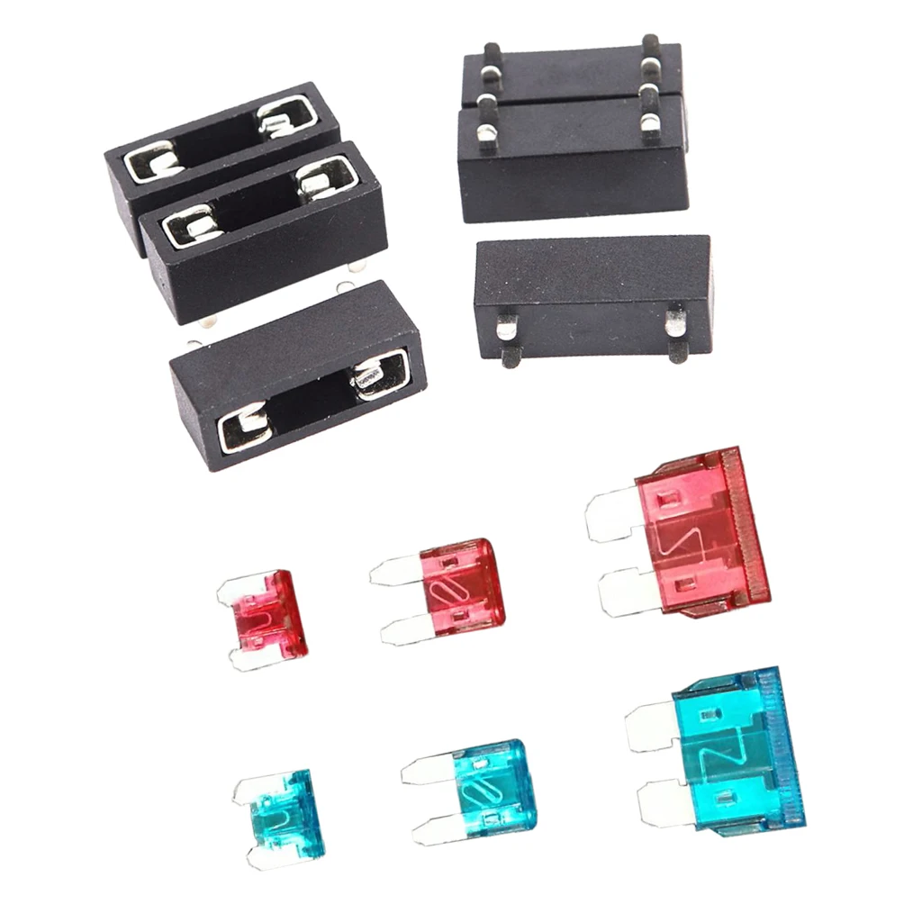 6pcs Plastic PCB Mount 20mm Fuse Holder with 10A 15A Mini Small Standard Fuse Kit