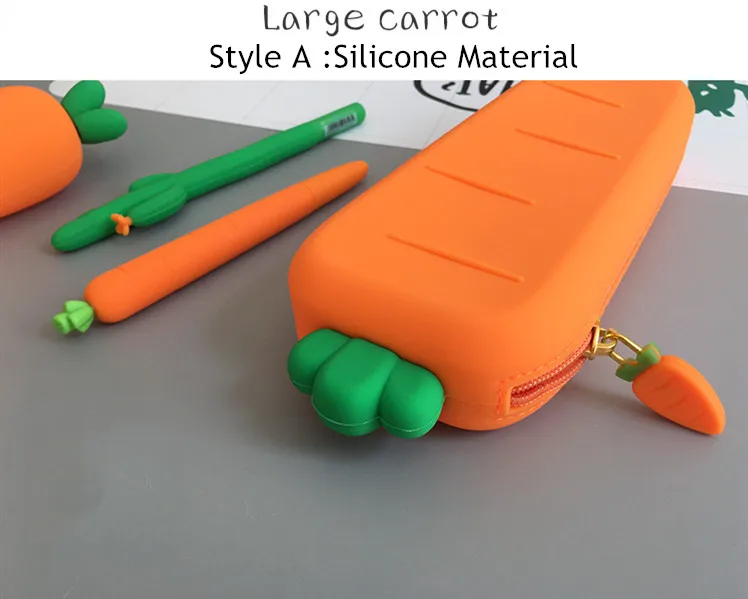 Silicone Penholder Organizer Bag  Kawaii Carrot Stationery Set