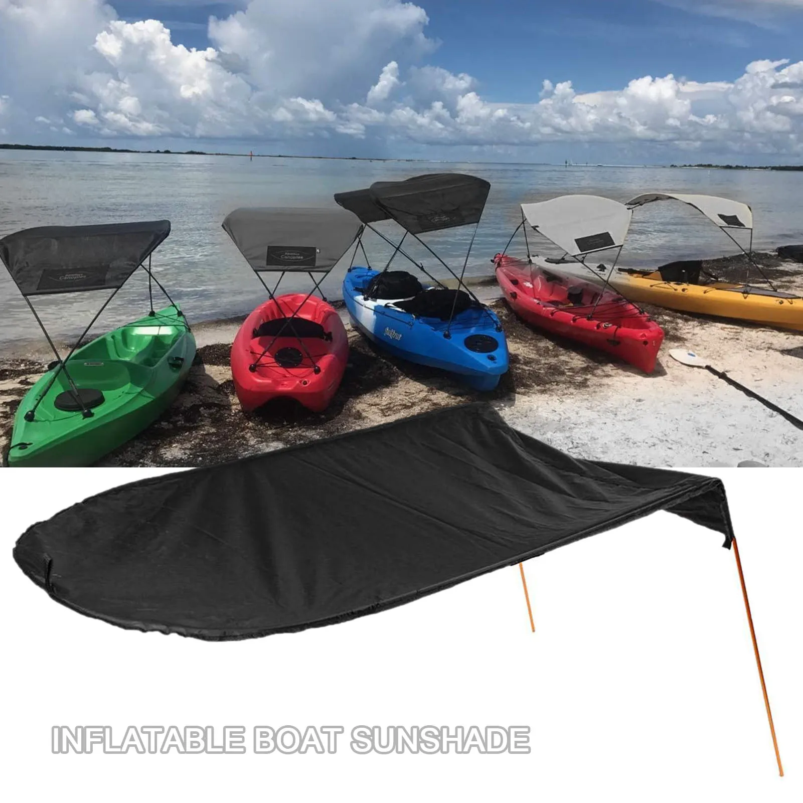 

Black Awning Kayak Cover Boat Shed Cloth Canoe Set Sun Shade Canopy Collapsible S11 Protection Tarpaulin Rubber Boat Accessories