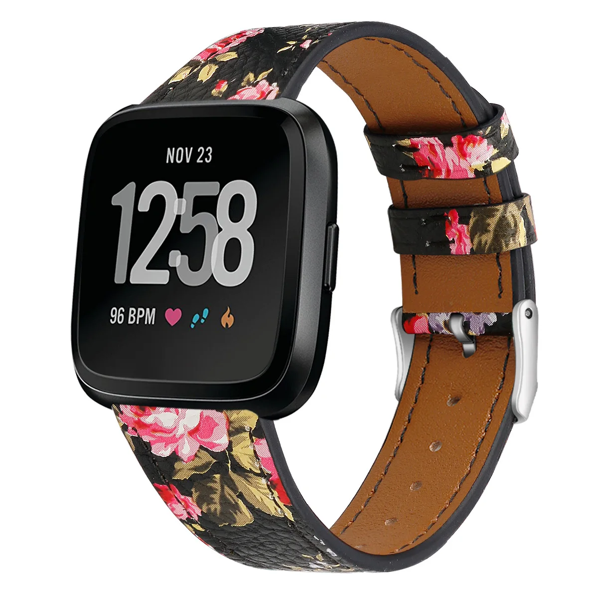 

smart watch strap for fitbit versa Wrist bands Cowhide Leather Switch ear straps Classic style printing flowers